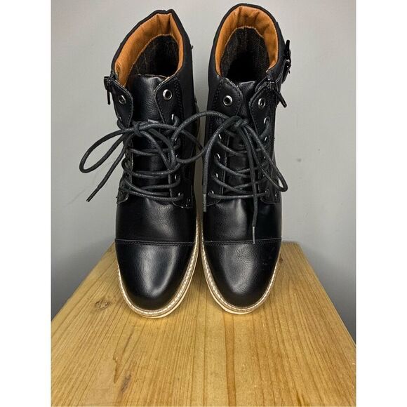 Steve Madden Men\'s Leather Cap‎ Toe Lace Up Combat Boot Black Size 10.5 main image 4